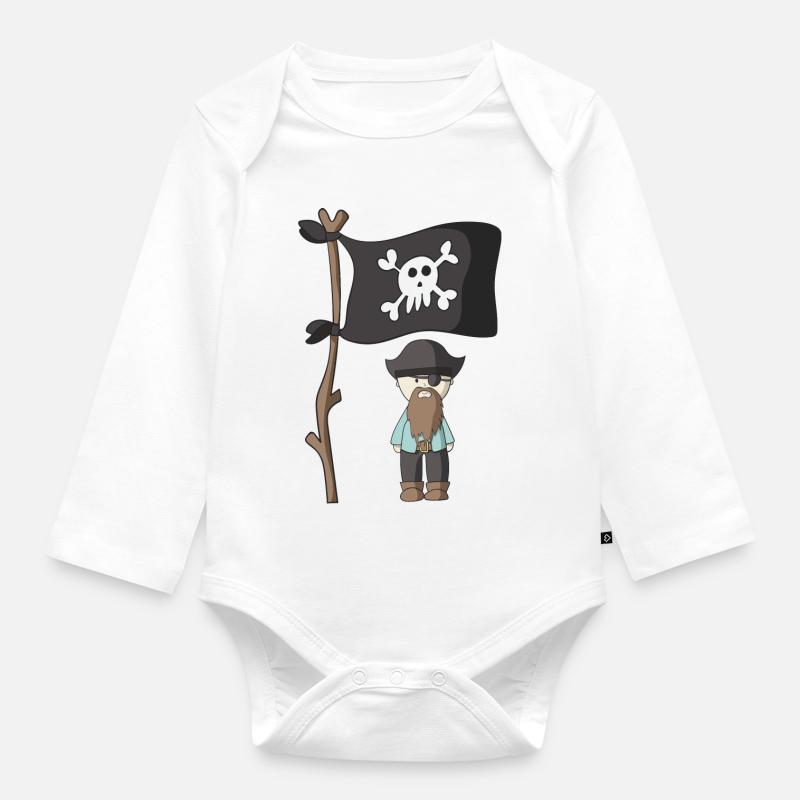 pirate - Body Bébé bio manches longues - blanc
