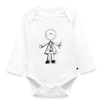 Funny Doctor Stick Figure - Medicine - Comic - Organic Longsleeve Baby Bodysuit - white - Front