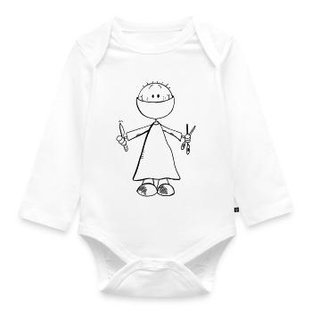 Surgeon Comic Figure - Doctor - Surgery - Surgery - Team - Organic Longsleeve Baby Bodysuit - white - Front