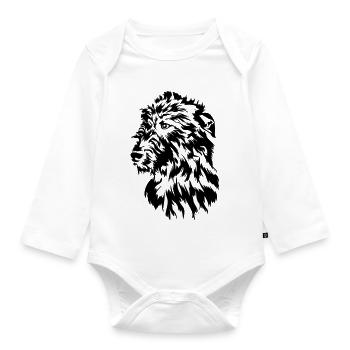 Irish Wolfhound Kopf - Baby Bio-Langarm-Body - Weiß - Vorne