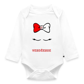 Noeud papillon Vendéenne emblème - Body Bébé bio manches longues - blanc - Devant