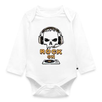 Rock Music On - Baby Bio-Langarm-Body - Weiß - Vorne