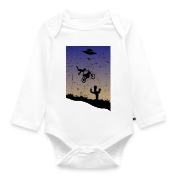 Motocross Stunt - Baby Bio-Langarm-Body - Weiß - Vorne