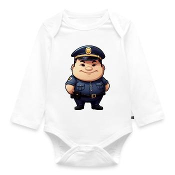 dicker Polizist - Baby Bio-Langarm-Body - Weiß - Vorne