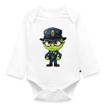 Heuschrecken Polizist - Baby Bio-Langarm-Body - Weiß - Vorne