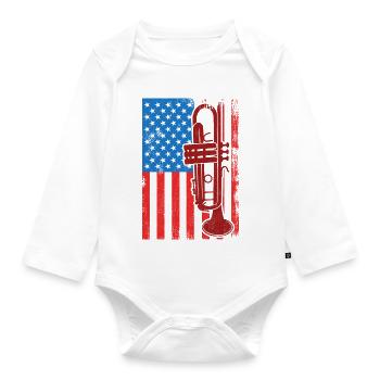 US Trompeter - Baby Bio-Langarm-Body - Weiß - Vorne