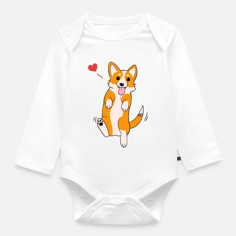 Amour Corgi - Body Bébé bio manches longues - blanc