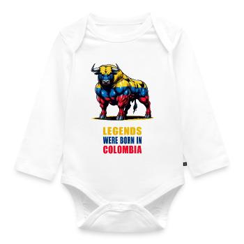 Legends were born in Colombia - Organic Longsleeve Baby Bodysuit - white - Front