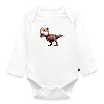Hamster Dino T-Rex Créature Mythique Créature Fantastique - Body Bébé bio manches longues - blanc - Devant