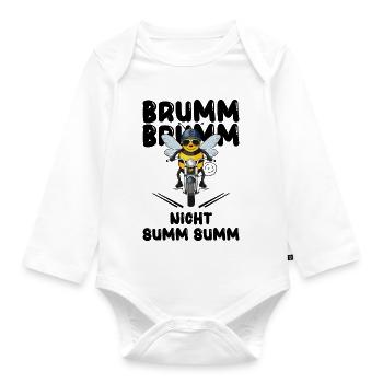 Biene Motorrad brumm brumm nicht summ summ schwarz - Baby Bio-Langarm-Body - Weiß - Vorne