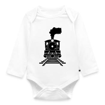 Railway Sketch - Organic Longsleeve Baby Bodysuit - white - Front