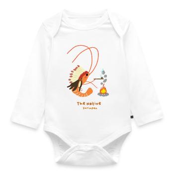 Die einheimischen Garnelen , indianischer Garnelenspaß - Baby Bio-Langarm-Body - Weiß - Vorne