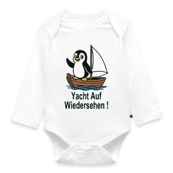 Penguin Sailing Dinghy Yacht Goodbye - Organic Longsleeve Baby Bodysuit - white - Front