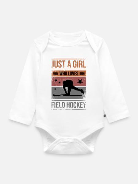 Feldhockey T-Shirt Design für Girls - Baby Bio-Langarm-Body - Weiß