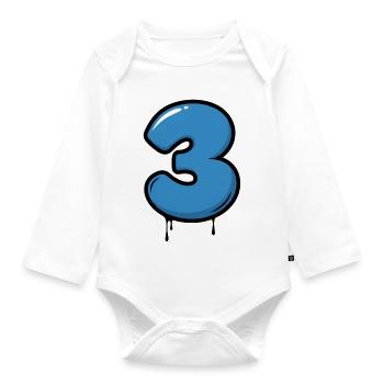 Trois gouttes bleu fluo - Body Bébé bio manches longues - blanc - Devant