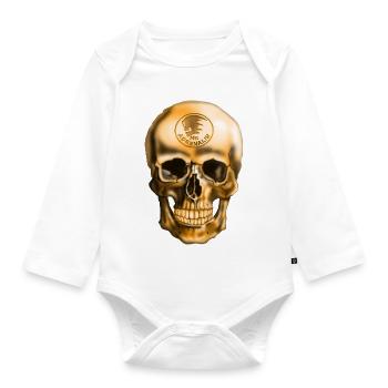 Schädel mit Adrenalin Emblem - Baby Bio-Langarm-Body - Weiß - Vorne