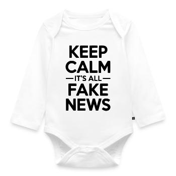 Keep Calm It’s All Fake News - Organic Longsleeve Baby Bodysuit - white - Front