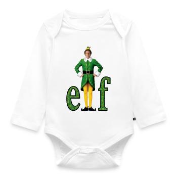 Buddy The Elf Lettering With Buddy - Organic Longsleeve Baby Bodysuit - white - Front