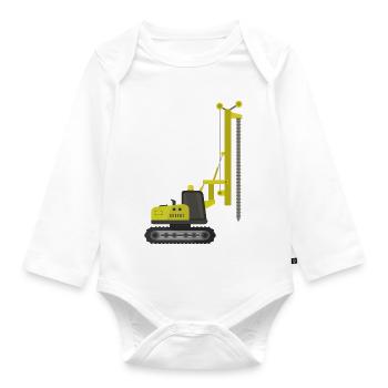 Crawler drilling rig - Organic Longsleeve Baby Bodysuit - white - Front