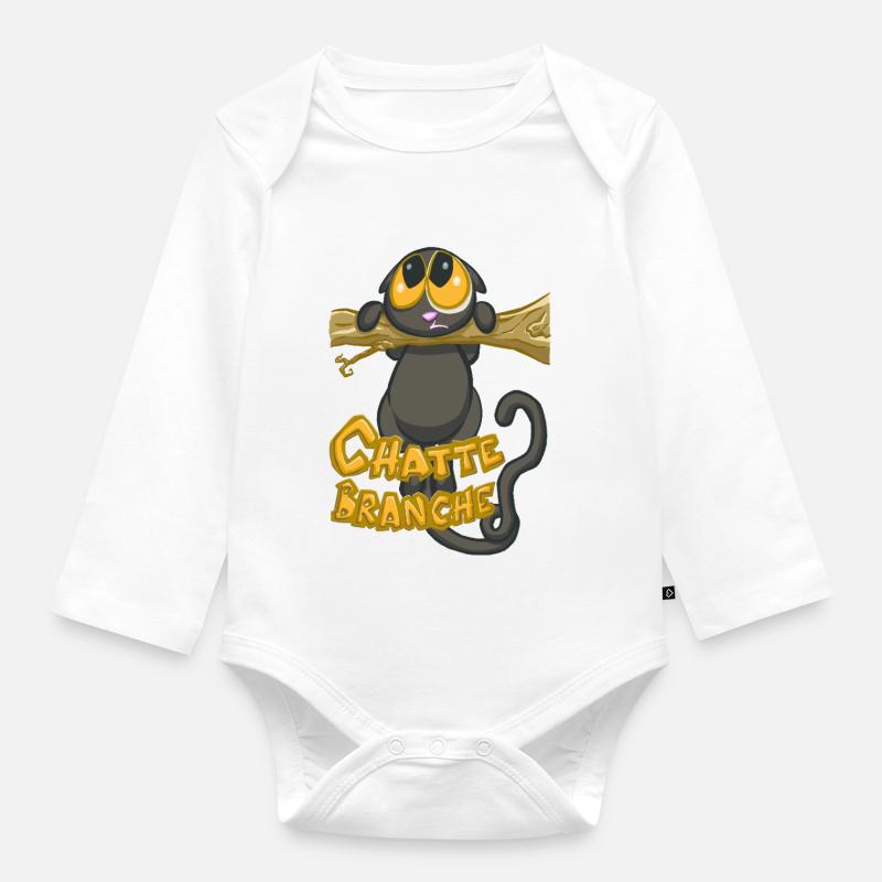 chatte branche ? - Body Bébé bio manches longues - blanc