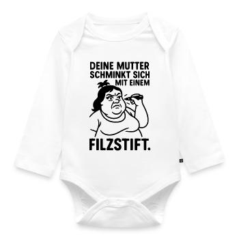 deine mutter witz filzstift schminken - Baby Bio-Langarm-Body - Weiß - Vorne
