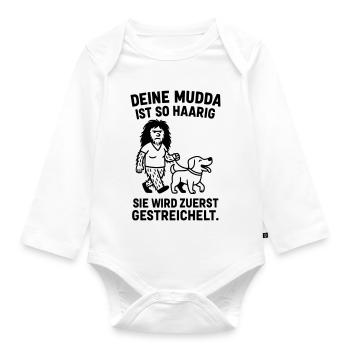 deine mutter haarig witz - Baby Bio-Langarm-Body - Weiß - Vorne