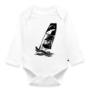Open Skiff Segeljolle Segelboot Regattasegeln Kids - Baby Bio-Langarm-Body - Weiß - Vorne