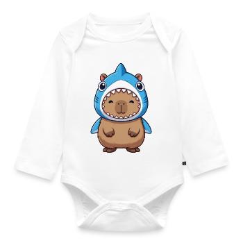 Cute Capybara Hamster Guinea Pig Costume Samba - Organic Longsleeve Baby Bodysuit - white - Front
