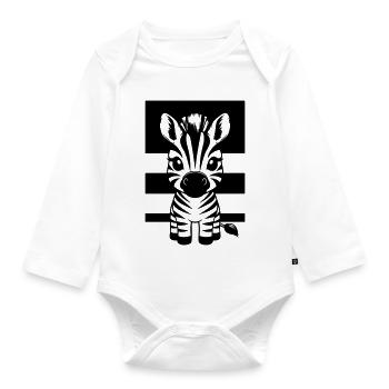 Zèbre mignon - Body Bébé bio manches longues - blanc - Devant