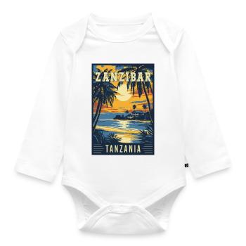 Explore Tropical Zanzibar in Tanzania - Organic Longsleeve Baby Bodysuit - white - Front