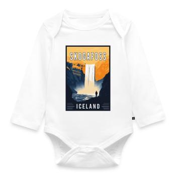 Découvrez la majestueuse cascade de Skogafoss en Islande - Body Bébé bio manches longues - blanc - Devant