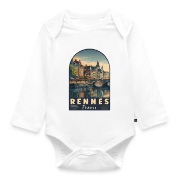 Explorez Rennes en France Charmante ville française - Body Bébé bio manches longues - blanc - Devant