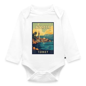 Explore Beauty of Izmir in Turkey - Organic Longsleeve Baby Bodysuit - white - Front