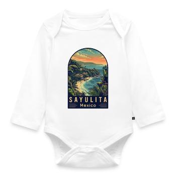 Découvrez Sayulita Mexico - Art de voyage - Body Bébé bio manches longues - blanc - Devant