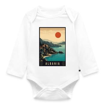 Découvrez les montagnes de la plage et l’histoire de l’Albanie - Body Bébé bio manches longues - blanc - Devant