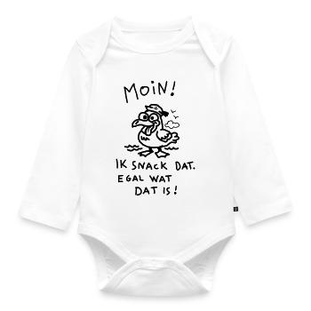 Moin Dämliche Möwe Witzig Kinder Motiv  - Baby Bio-Langarm-Body - Weiß - Vorne