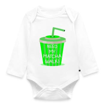 Matcha Walk - Baby Bio-Langarm-Body - Weiß - Vorne