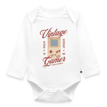 Vintage Gamer 1992 – Retro Handheld - Organic Longsleeve Baby Bodysuit - white - Front