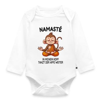 Namasté – Der Affe tanzt im Kopf - Baby Bio-Langarm-Body - Weiß - Vorne