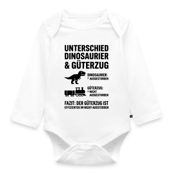 Unterschied Dinosaurier & Güterzug – Lustiges Meme - Baby Bio-Langarm-Body - Weiß - Vorne