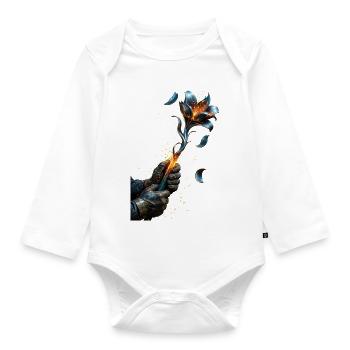 Electric Blue Ember Flower - Organic Longsleeve Baby Bodysuit - white - Front