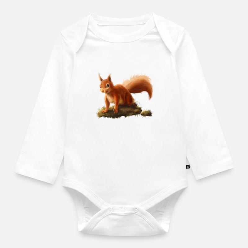 Kleines Eichhörnchen - Baby Bio-Langarm-Body - Weiß