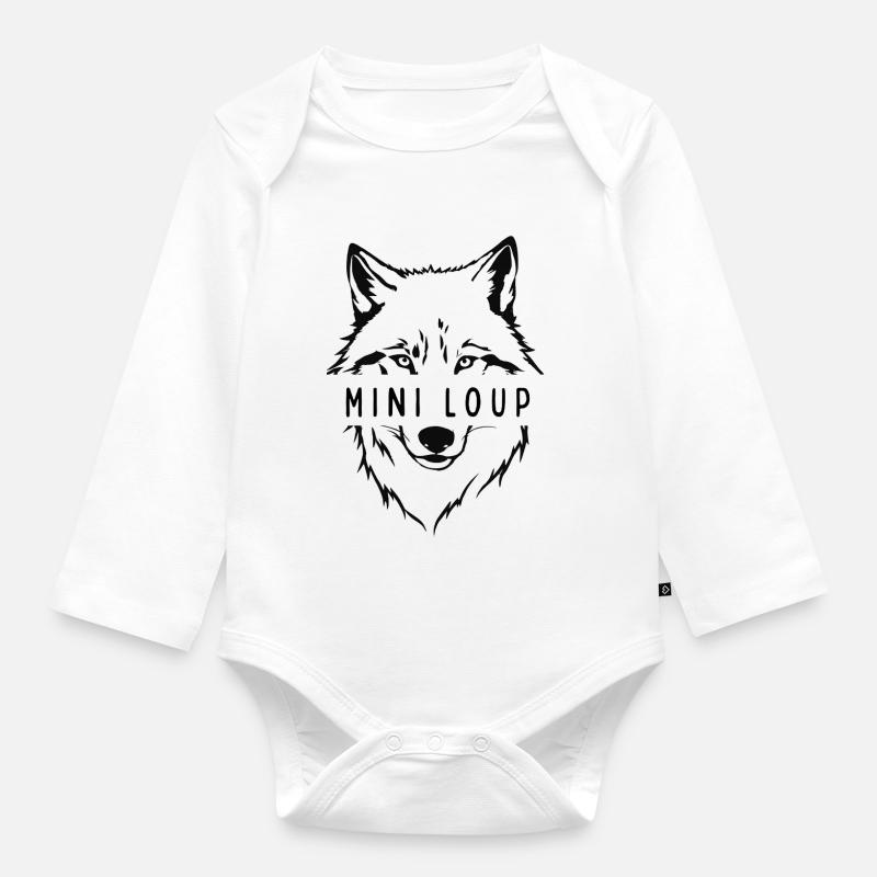 Kleiner Wolf - Baby Bio-Langarm-Body - Weiß