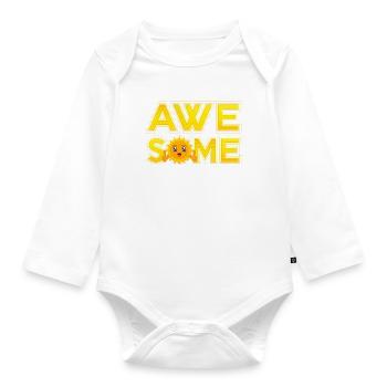 Awesome (Sun, Kawaii, Yellow) - Organic Longsleeve Baby Bodysuit - white - Front