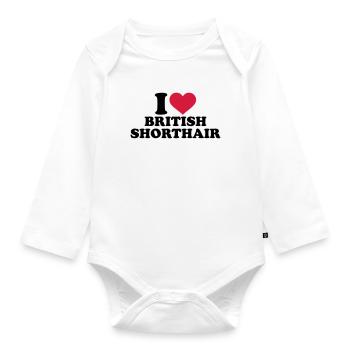 Britisch Kurzhaar Katze - Baby Bio-Langarm-Body - Weiß - Vorne