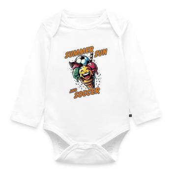 Sommer Sonne Fussball lachende Eistüte - Baby Bio-Langarm-Body - Weiß - Vorne