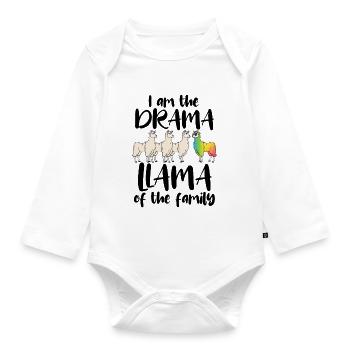 Drama Lama der Familie Drama Llama Regenbogen LGBT - Baby Bio-Langarm-Body - Weiß - Vorne