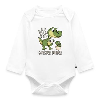 Dinosaurier Baby Dino Ei Lustig Bald Großer Bruder - Baby Bio-Langarm-Body - Weiß - Vorne