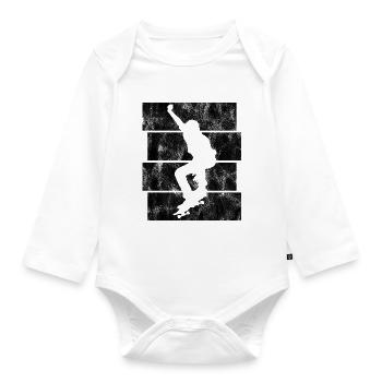 Skateboarder Skateboard Skater Skate Skateing - Body Bébé bio manches longues - blanc - Devant