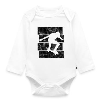 Skateboarder Skateboard Skater Skate Skateing - Organic Longsleeve Baby Bodysuit - white - Front